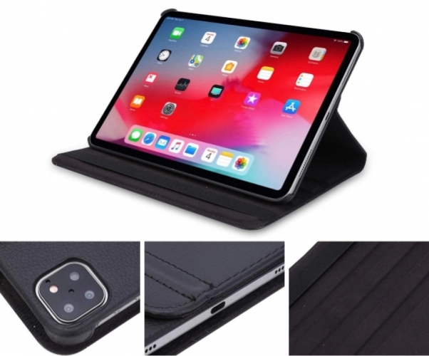 Apple iPad Pro 12.9 2021 (5. Nesil) Tablet Kılıfı 360 Derece Dönebilen Standlı Kapak - Kırmızı