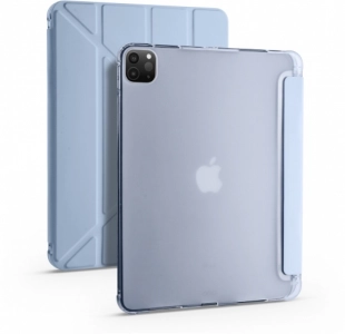 Apple iPad Pro 11 2020 Tablet Kılıfı Standlı Tri Folding Kalemlikli Silikon Smart Cover - Mavi