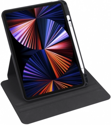 Apple iPad Pro 11 inç 2021 (3. Nesil) Tablet Kılıfı Termik Kalem Bölmeli Dönebilen Standlı Kapak - Siyah