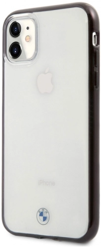 Apple iPhone 11 Kılıf BMW Transparan Elektroplatin Kenar Kaplama Dizayn Kapak - Şeffaf-Siyah