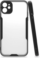 Apple iPhone 11 Kılıf Kamera Lens Korumalı Arkası Şeffaf Silikon Kapak - Siyah