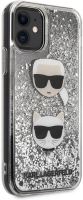 Apple iPhone 11 Kılıf Karl Lagerfeld Sıvılı Simli K&C Dizayn Kapak - Gümüş