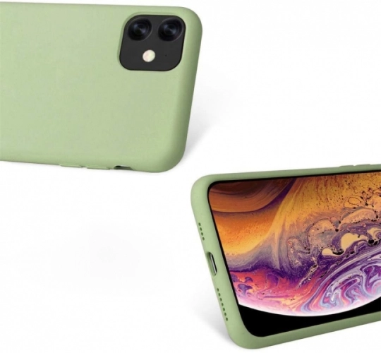 Apple iPhone 11 Kılıf Liquid Serisi İçi Kadife İnci Esnek Silikon Kapak - Yeşil