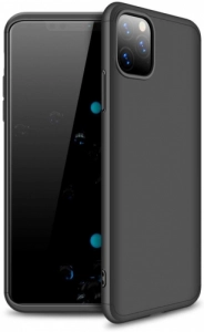 Apple iPhone 11 Pro Kılıf 3 Parçalı 360 Tam Korumalı Rubber AYS Kapak  - Siyah