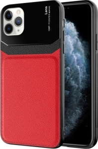 Apple iPhone 11 Pro Kılıf Deri Görünümlü Emiks Kapak - Kırmızı
