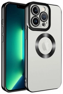 Apple iPhone 11 Pro Kılıf Kamera Korumalı Silikon Logo Açık Omega Kapak - Siyah