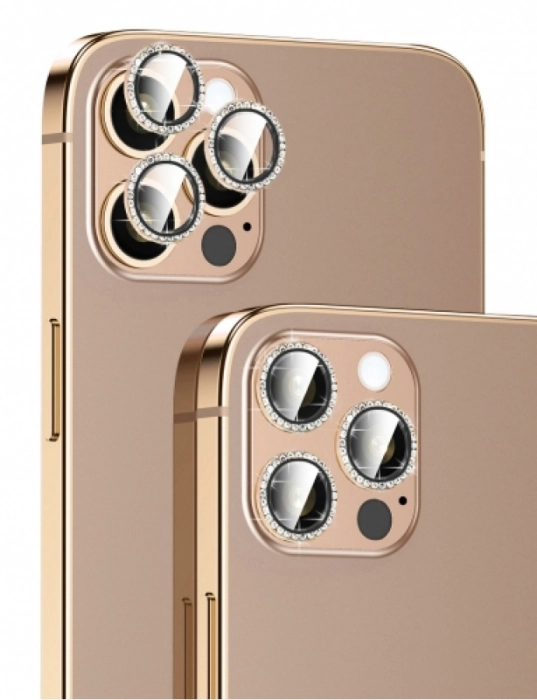 Apple iPhone 12 Pro (6.1) Taşlı Kamera Lens Koruyucu CL-06 - Gri