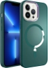 Apple iPhone 12 Pro Max (6.7) Kılıf Magsafe Wireless Şarj Özellikli Stil Kapak - Koyu Yeşil