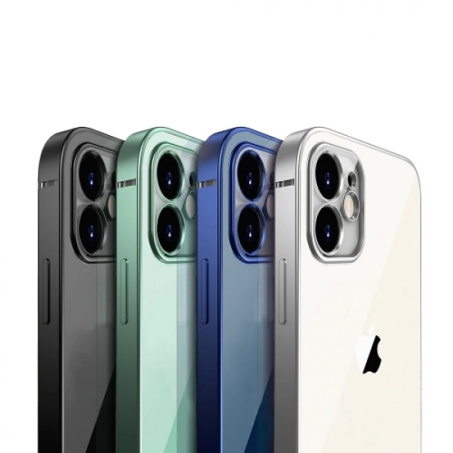 Apple iPhone 12 Pro Max (6.7) Kılıf Renkli Esnek Kamera Korumalı Silikon G-Box Kapak - Siyah