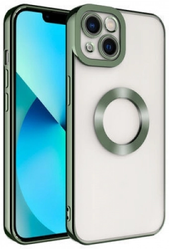 Apple iPhone 13 (6.1) Kılıf Kamera Korumalı Silikon Logo Açık Omega Kapak - Lila