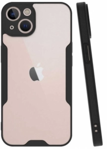 Apple iPhone 13 (6.1) Kılıf Kamera Lens Korumalı Arkası Şeffaf Silikon Kapak - Siyah