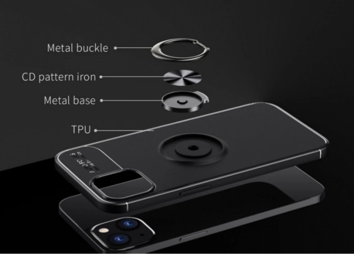 Apple iPhone 13 Mini (5.4) Kılıf Auto Focus Serisi Soft Premium Standlı Yüzüklü Kapak - Siyah