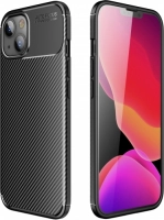 Apple iPhone 13 Mini (5.4) Kılıf Karbon Serisi Mat Fiber Silikon Negro Kapak - Siyah