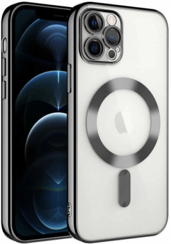 Apple iPhone 13 Pro (6.1) Kılıf Kamera Korumalı Şeffaf Magsafe Wireless Şarj Özellikli Demre Kapak - Koyu Mor