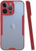 Apple iPhone 13 Pro (6.1) Kılıf Kamera Lens Korumalı Arkası Şeffaf Silikon Kapak - Kırmızı