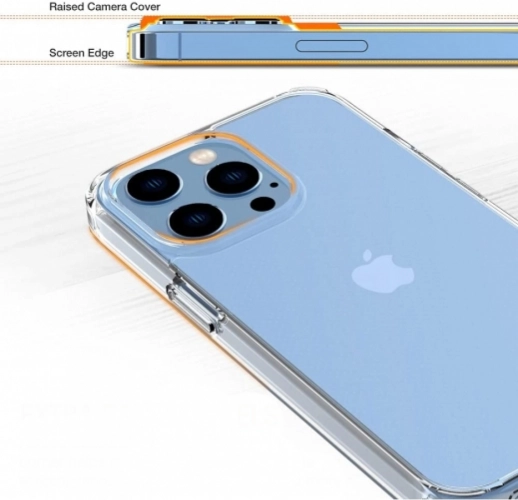 Apple iPhone 13 Pro (6.1) Kılıf Korumalı Kenarları Silikon Arkası Sert Coss Kapak  - Şeffaf