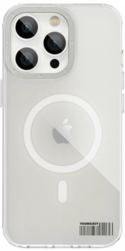 Apple iPhone 13 Pro Max (6.7) Kılıf Magsafe Şarj Özellikli Youngkit Coloured Glaze Serisi Kapak - Beyaz