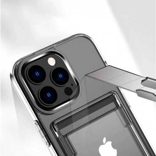 Apple iPhone 13 Pro Max (6.7) Kılıf Şeffaf Clear Kartlık Bölmeli Silikon Kapak