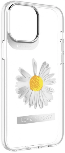 Apple iPhone 13 Pro Max Çift IMD Baskılı Switcheasy Artist Daisy Kapak - Şeffaf