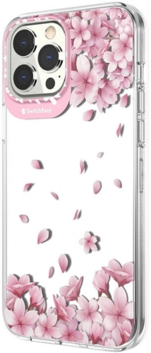 Apple iPhone 13 Pro Max Çift IMD Baskılı Switcheasy Artist Sakura Kapak - Pembe