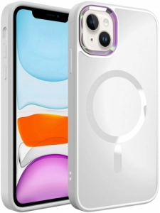 Apple iPhone 14 Plus (6.7) Kılıf Magsafe Wireless Şarj Özellikli Stil Kapak - Beyaz