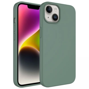 Apple iPhone 14 Plus (6.7) Kılıf Sıvı Teknolojili Silinebilir Pastel Sert Zore Kivi Kapak - Koyu Yeşil