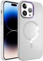 Apple iPhone 14 Pro (6.1) Kılıf Magsafe Wireless Şarj Özellikli Stil Kapak - Beyaz