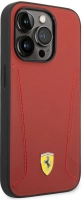 Apple iPhone 14 Pro (6.1) Kılıf Ferrari Magsafe Şarj Özellikli Deri Kenarları Damgalı Dizayn Kapak - Kırmızı