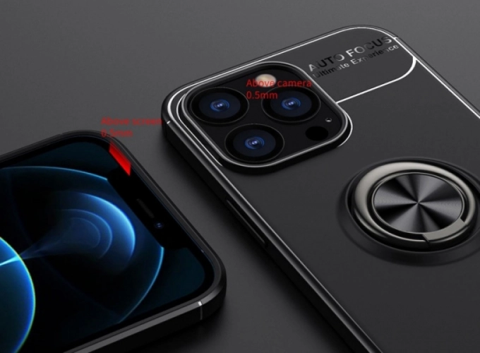 Apple iPhone 14 Pro Max (6.7) Kılıf Auto Focus Serisi Soft Premium Standlı Yüzüklü Kapak - Siyah