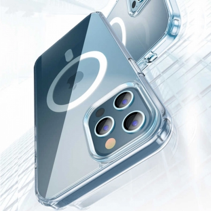 Apple iPhone 14 Pro Max (6.7) Kılıf MagSafe Wireless Şarj Kapak Köşeleri Airbag - Şeffaf