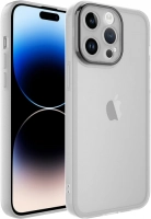 Apple iPhone 14 Pro Max (6.7) Kılıf Şeffaf Esnek Silikon Kenarları Buzlu Kamera Korumalı Post Kapak - Şeffaf
