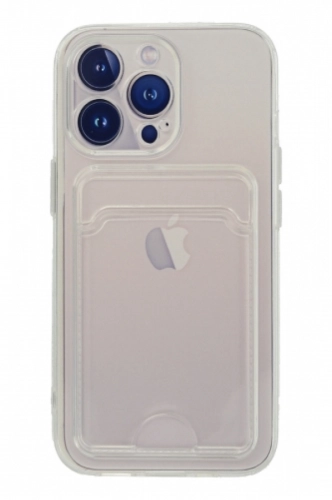 Apple iPhone 14 Pro Max (6.7) Kılıf Şeffaf Kartlıklı Silikon Kapak