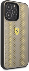 Apple iPhone 14 Pro Max (6.7) Kılıf Ferrari Deri Sarı Noktalı Dizayn Kapak - Sarı
