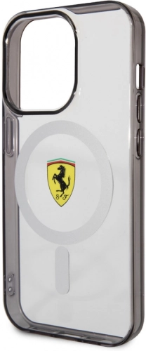 Apple iPhone 14 Pro Max (6.7) Kılıf Ferrari Magsafe Şarj Özellikli Transparan Dizayn Kapak - Şeffaf