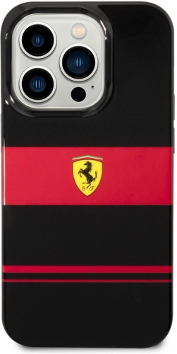 Apple iPhone 14 Pro Max (6.7) Kılıf Ferrari Orjinal Lisanslı Magsafe Şarj Özellikli Yatay Çizgili Dizayn Kapak - Siyah