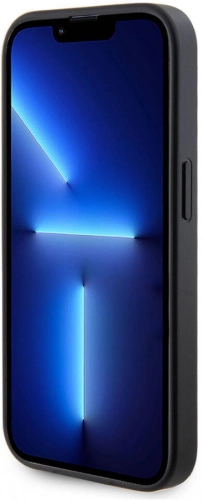 Apple iPhone 14 Pro Max (6.7) Kılıf Guess Orjinal Lisanslı Deri 4G Metal Logo Strass Kapak - Siyah