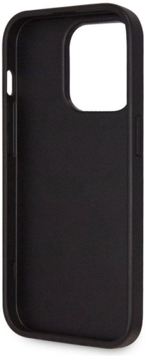 Apple iPhone 14 Pro Max Kılıf Guess Orjinal Lisanslı PU Deri Taşlı Üçgen Logo 4G Desenli Kapak - Siyah