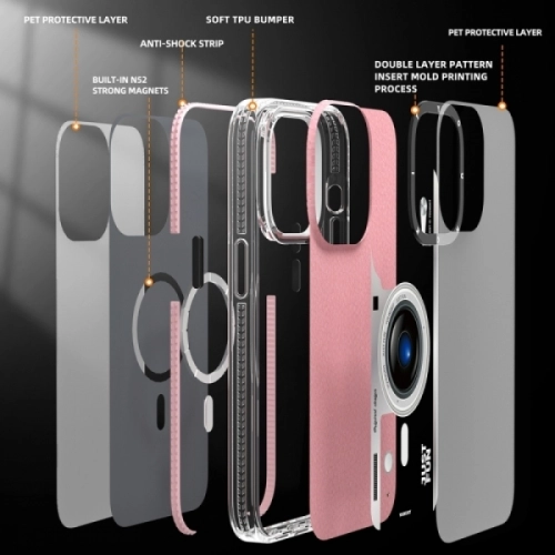 Apple iPhone 14 Pro Max Kılıf Magsafe Şarj Özellikli Lens Figürlü YoungKit Art Film Serisi Kapak - Beyaz