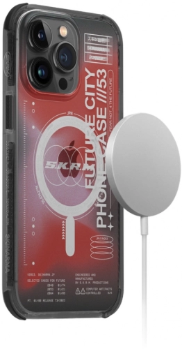 Apple iPhone 14 Pro Max Kılıf SkinArma Şeffaf Airbag Tasarımlı Magsafe Şarj Özellikli Shorai Kapak - Kırmızı