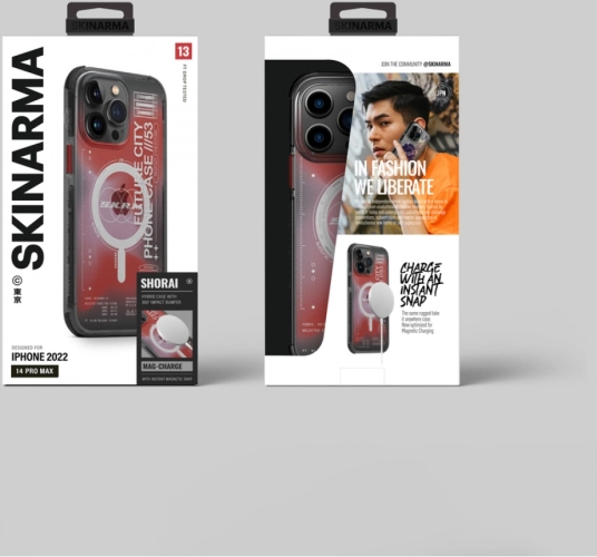 Apple iPhone 14 Pro Max Kılıf SkinArma Şeffaf Airbag Tasarımlı Magsafe Şarj Özellikli Shorai Kapak - Kırmızı