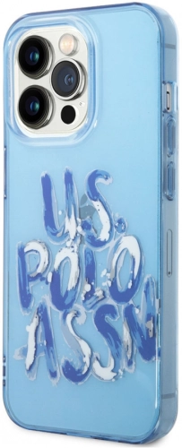 Apple iPhone 14 Pro Max (6.7) Kılıf U.S. POLO ASSN. Renkli Grafiti Baskılı Dizayn Kapak - Mavi