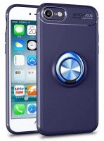 Apple iPhone 6 Kılıf Auto Focus Serisi Soft Premium Standlı Yüzüklü Kapak - Mavi