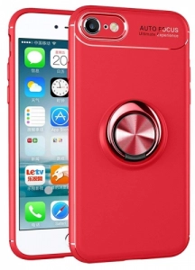 Apple iPhone 6 Plus Kılıf Auto Focus Serisi Soft Premium Standlı Yüzüklü Kapak - Kırmızı
