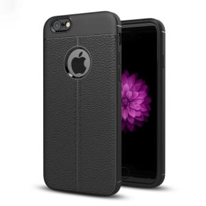 Apple iPhone 6s Plus / 6 Plus Kılıf Deri Görünümlü Parmak İzi Bırakmaz Niss Silikon - Siyah