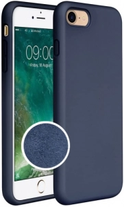 Apple iPhone 7 Kılıf Liquid Serisi İçi Kadife İnci Esnek Silikon Kapak - Lacivert