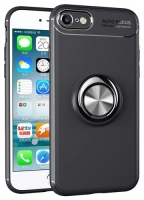 Apple iPhone 7 Kılıf Auto Focus Serisi Soft Premium Standlı Yüzüklü Kapak - Siyah