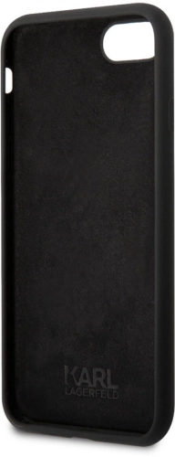 Apple iPhone 7 Kılıf Karl Lagerfeld Silikon Choupette Dizayn Kapak - Siyah