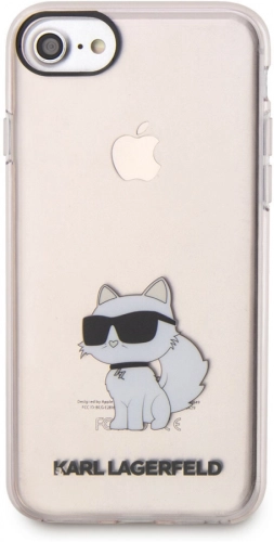 Apple iPhone 7 Kılıf Karl Lagerfeld Transparan Choupette Dizayn Kapak - Pembe