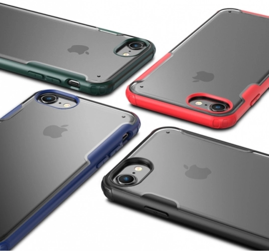 Apple iPhone 7 Kılıf Volks Serisi Kenarları Silikon Arkası Şeffaf Sert Kapak - Siyah