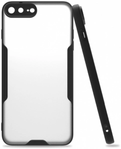 Apple iPhone 7 Plus Kılıf Kamera Lens Korumalı Arkası Şeffaf Silikon Kapak - Siyah